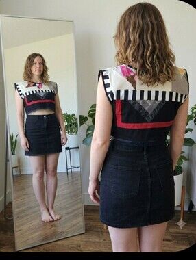 Upcycled Vtg Quilt-top Cropped Top M-L Handmade Dont Throw It Out
